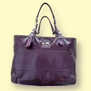 COACH Tribeca Patent Leather Berry Shoulder Tote